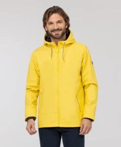 Ciré Marin Homme Jaune Imperméable - Veste de Pluie Déperlante avec Capuche
