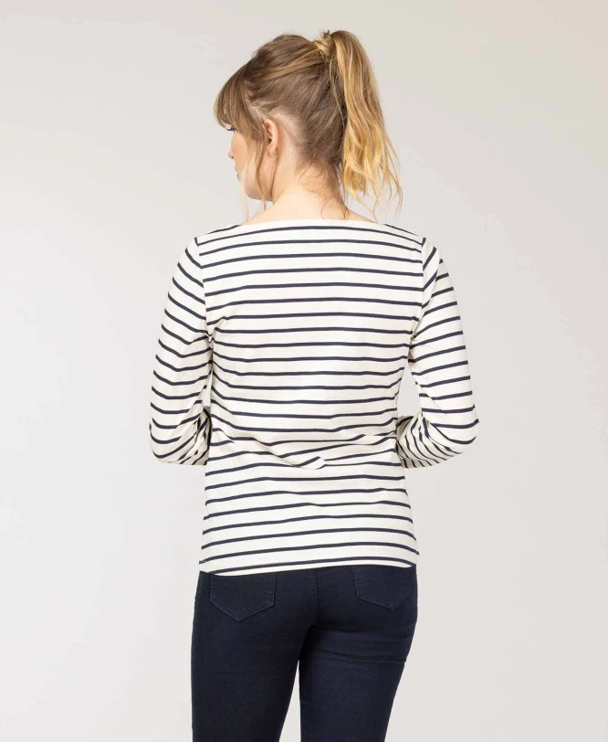 Marinière Femme Pacage - Rayures Bleu Marine sur Fond Grège 5 Marinière Femme Pacage - Rayures Bleu Marine sur Fond Grège – Image 3