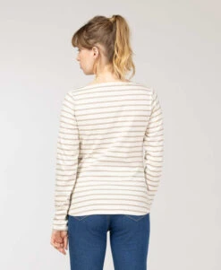 Pacage Marinière Femme - Fond Grège Rayé Beige à Manches Longues -Terredemarins prod 9665 mariniere ml fond grege raye sable pacage 666x812 fc7ea0111e0b