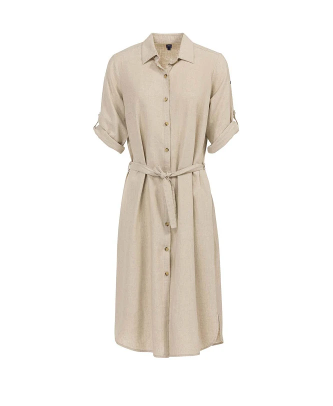 Robe Chemisier en Lin et Viscose Grège - Élégance et Confort d'Été 4 Robe Chemisier en Lin et Viscose Grège - Élégance et Confort d'Été – Image 2