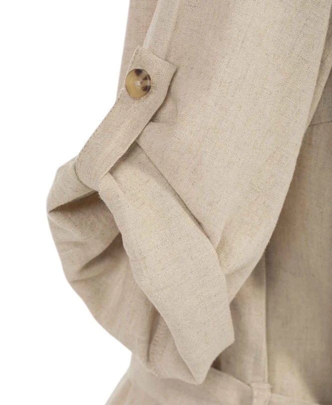 Robe Chemisier en Lin et Viscose Grège - Élégance et Confort d'Été 7 Robe Chemisier en Lin et Viscose Grège - Élégance et Confort d'Été – Image 5