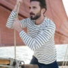 Marinière Homme en Coton Éco-Conçu - Grège Rayé Kaki -Terredemarins prod 9744 mariniere ml fd grege raye kaki ecohol 666x812 fc7ea0111e0b