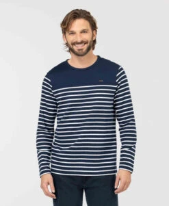 Marinière Homme à Manches Longues - Style Intemporel Bleu Marine