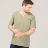 T-shirt Henley Homme Kaki Clair en Maille Flammée avec Poche Poitrine -Terredemarins prod 9769 tee shirt mc kaki clair agor 666x812 fc7ea0111e0b