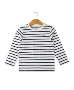 ECOGAL Marinière Éco-conçue pour Garçon - Blanc et Bleu Marine