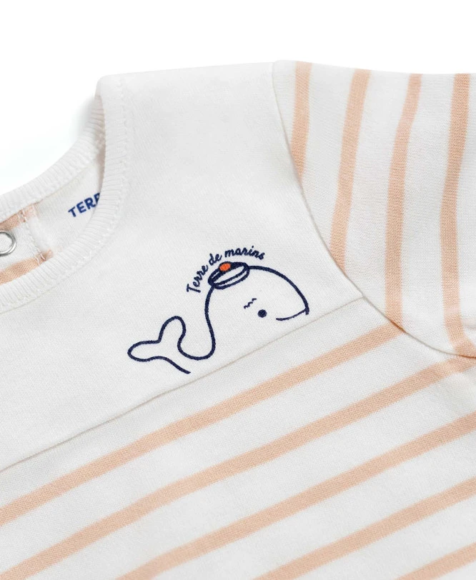 Body Marinière Bébé Rayé Pêche - Style Marin 2-en-1 5 Body Marinière Bébé Rayé Pêche - Style Marin 2-en-1 – Image 3