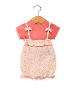 Ensemble Combicourt Bébé Fille avec T-shirt Corail - Style & Confort