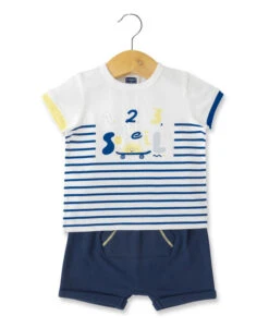 Ensemble Bébé Garçon Short Bleu Marine et T-shirt Style Marin