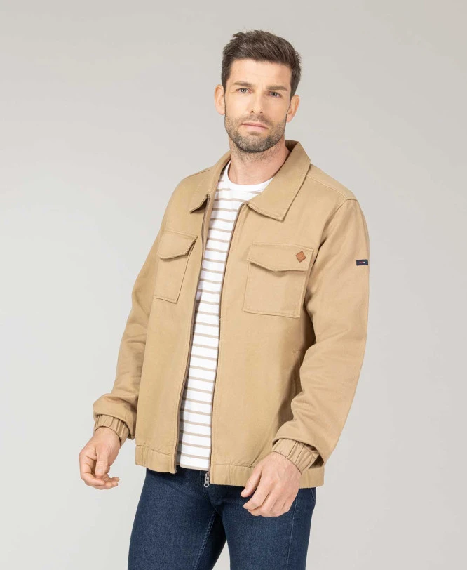 Veste Beige Valbert pour Homme avec Détails Logo Effet Cuir 3 Veste Beige Valbert pour Homme avec Détails Logo Effet Cuir