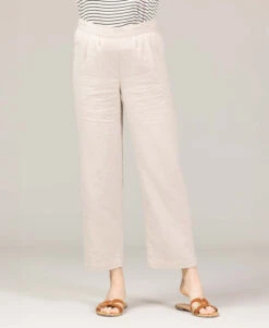Pantalon en Lin Femme Grège - Coupe Fluide 7/8ème | Modèle Pilot